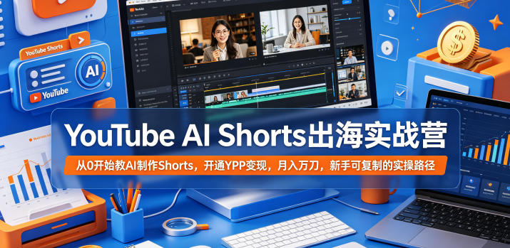 YouTube AI Shorts出海实战营，从0开始教AI制作Shorts，开通YPP变现，月入万刀，新手可复制的实操路径-云享网创
