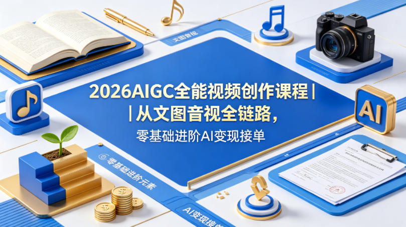 2026AIGC全能视频创作课程｜从文图音视全链路，零基础进阶AI变现接单-云享网创