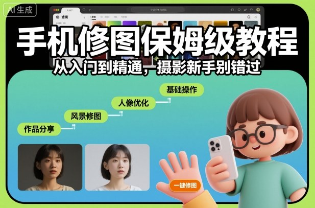 手机修图保姆级教程，从入门到精通，摄影新手别错过-云享网创