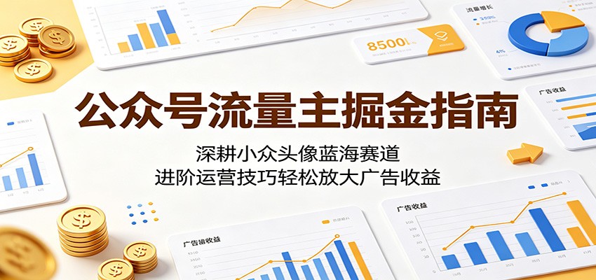 公众号流量主掘金指南：深耕小众头像蓝海赛道，进阶运营技巧轻松放大广告收益-云享网创