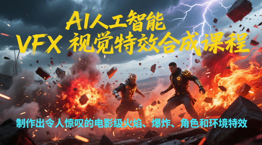 AI人工智能VFX视觉特效合成课程，制作出令人惊叹的电影级火焰、爆炸、角色和环境特效-云享网创
