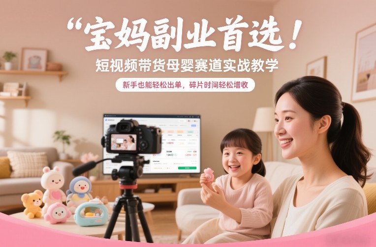 宝妈副业首选！短视频带货母婴赛道实战教学，新手也能轻松出单，碎片时间轻松增收-云享网创