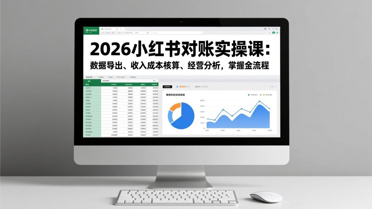 2026小红书对账实操课：数据导出、收入成本核算、经营分析，掌握全流程-云享网创