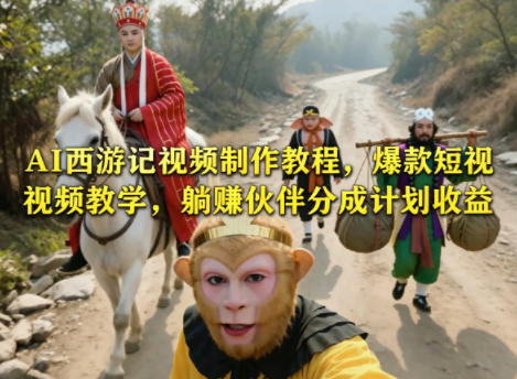 AI西游记视频制作教程，爆款短视频教学，躺賺伙伴分成计划收益-云享网创