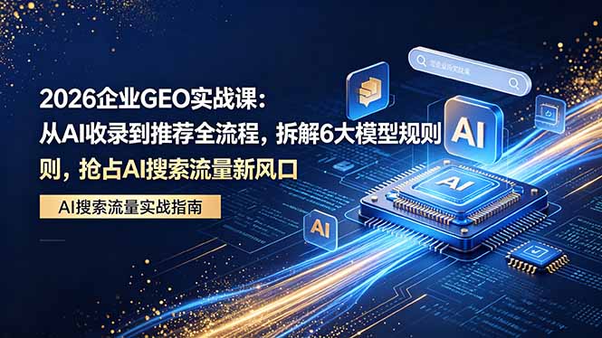 2026 企业GEO实战课：从AI收录到推荐全流程，拆解6大模型规则，抢占 AI 搜索流量新风口-云享网创