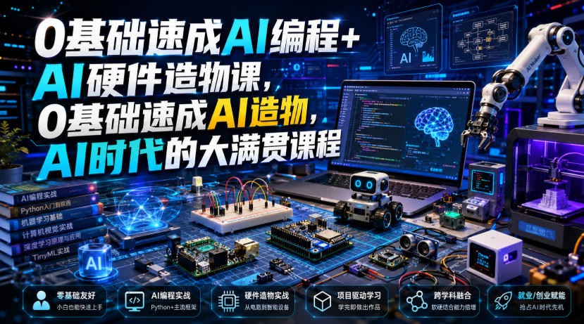 0基础速成AI编程+AI硬件造物课,0基础速成AI造物,AI时代的大满贯课程-云享网创