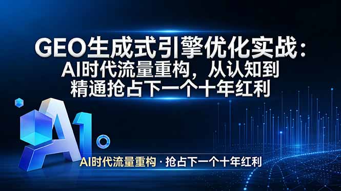 GEO 生成式引擎优化实战：AI时代流量重构，从认知到精通抢占下一个十年红利-云享网创