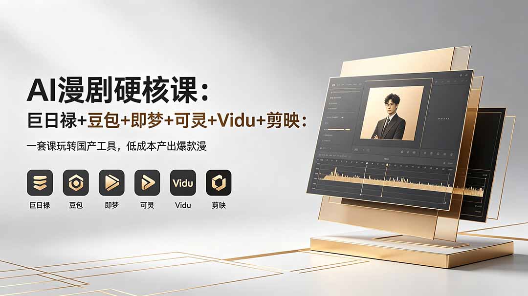 AI漫剧硬核课：巨日禄+豆包+即梦+可灵+Vidu+剪映：一套课玩转国产工具，低成本产出爆款漫剧-云享网创