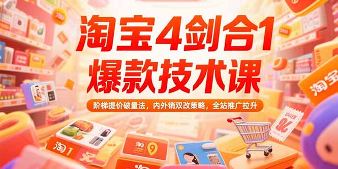 淘宝4剑合1爆款技术课73期：阶梯提价破量法，内外销双改策略 全站推广拉升-云享网创