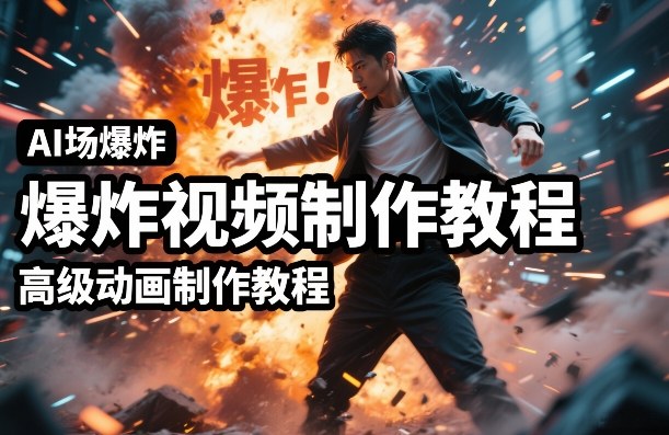 AI场景爆炸视频制作教程，利用人物实拍视频制作出高级的动画特效-云享网创