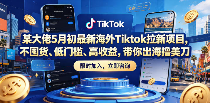 某大佬5月初最新海外Tiktok拉新项目，不囤货、低门槛、高收益，带你出海撸美刀-云享网创