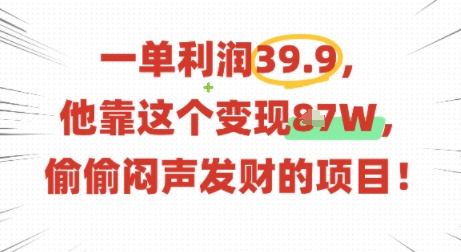 一单利润39.9，有人靠这个变现几十个，偷偷闷声发财的项目-云享网创