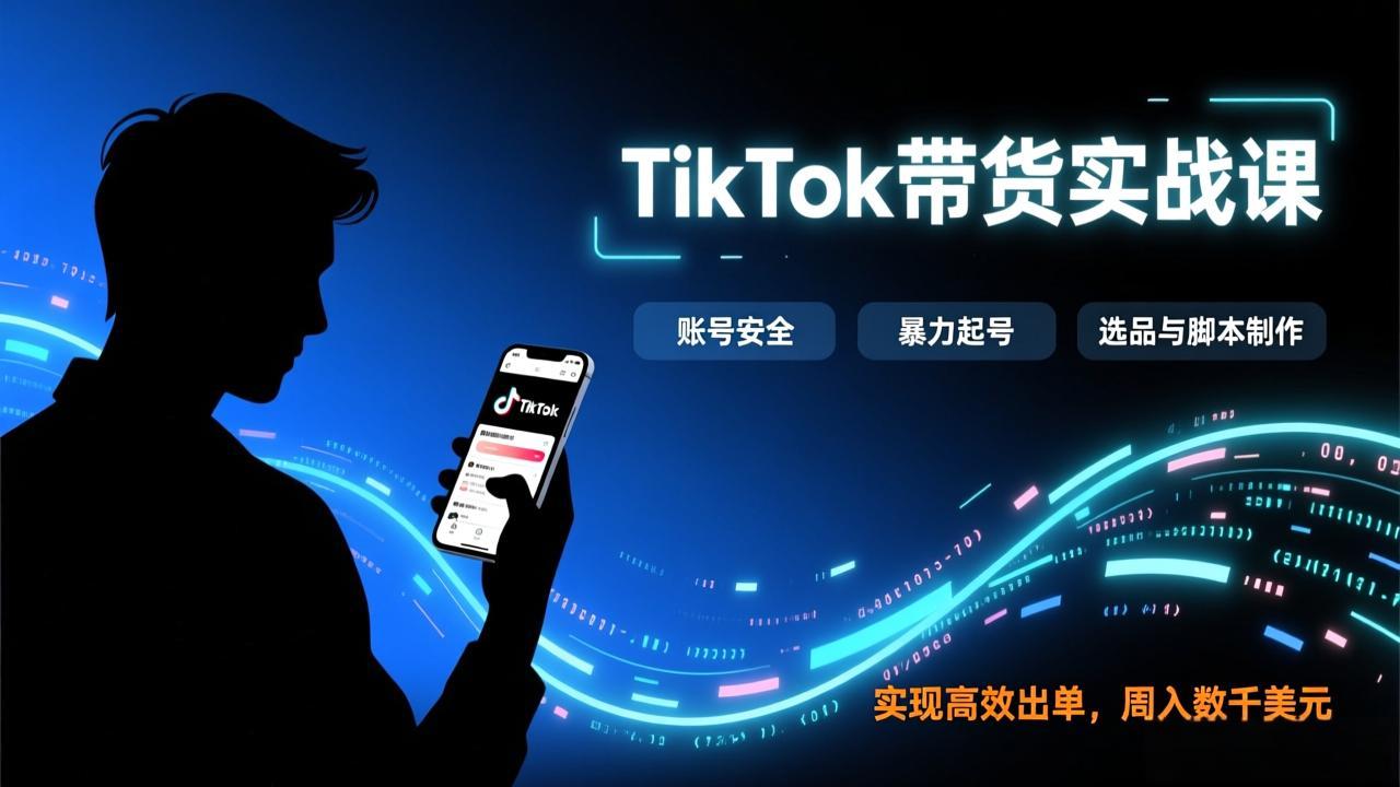 TikTok带货实战课，涵盖账号安全、暴力起号、选品与脚本制作，实现高效出单，周入数千美元-云享网创