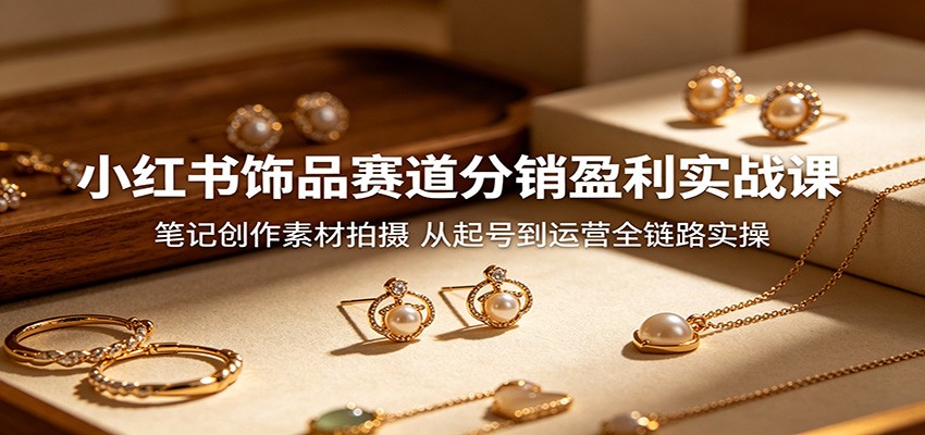 小红书饰品赛道分销盈利实战课：笔记创作素材拍摄，从起号到运营全链路实操-云享网创