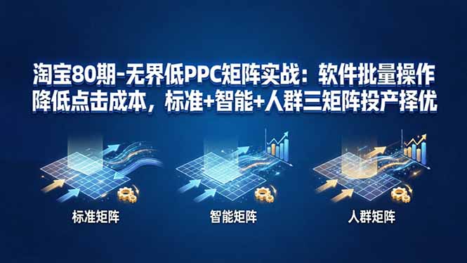 淘宝80期-无界低PPC矩阵实战：软件批量操作降低点击成本，标准+智能+人群三矩阵投产择优-云享网创