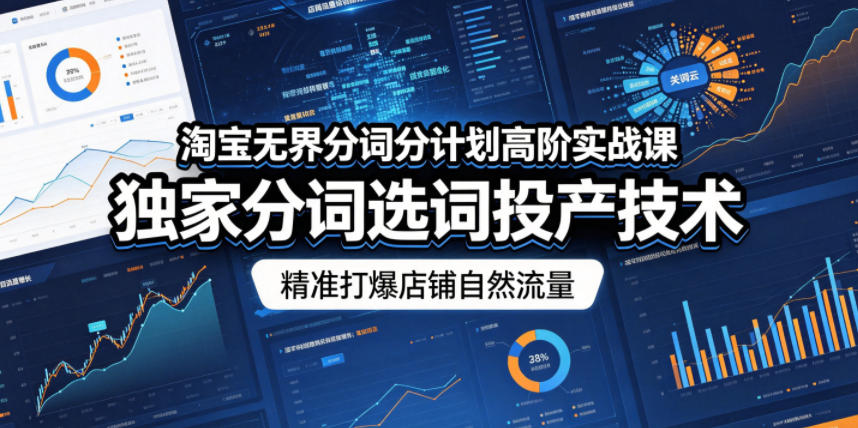 淘宝无界分词分计划高阶实战课，独家分词选词投产技术，精准打爆店铺自然流量-云享网创