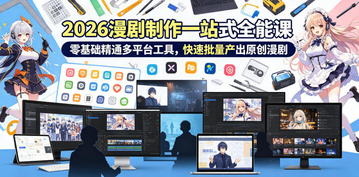 2026 AI漫剧制作一站式全能课，零基础精通多平台工具，快速批量产出原创漫剧-云享网创