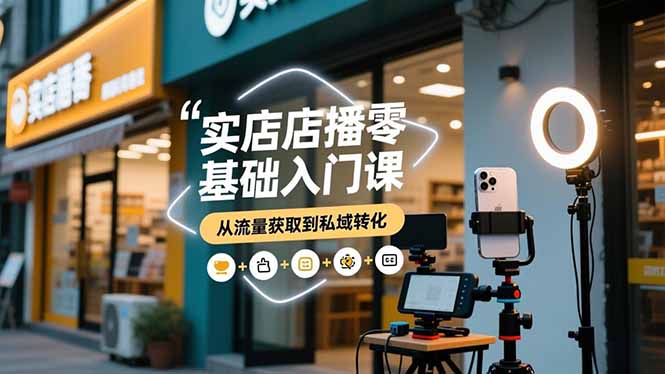 实体店播零基础入门课,实体店+短视频+直播+微信生态+私域社群,从流量获取到私域转化-云享网创