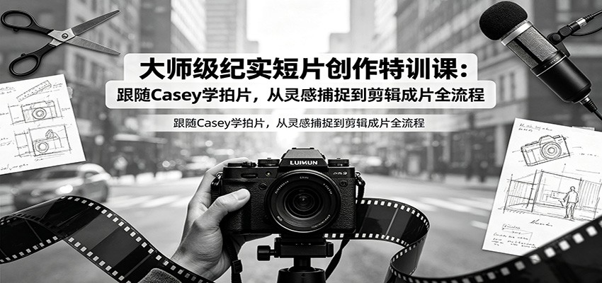 大师级纪实短片创作特训课：跟随Casey学拍片，从灵感捕捉到剪辑成片全流程-云享网创