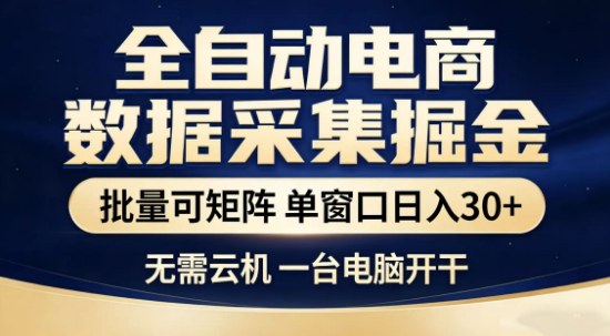 独家电商数据全自动采集项目，批量可矩阵，单窗口轻松日入3张+【揭秘】-云享网创