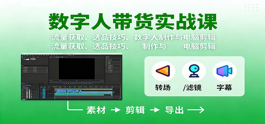 数字人变现实战课:流量获取、选品技巧、数字人制作与电脑剪辑-云享网创