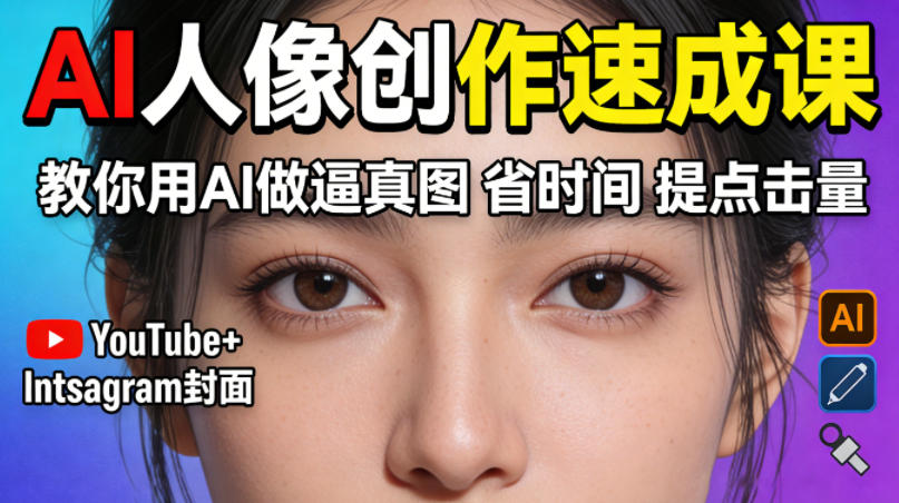 YouTube+Instagram封面没人点？AI人像创作速成课，教你用AI做逼真图，省时间还能提点击量！-云享网创