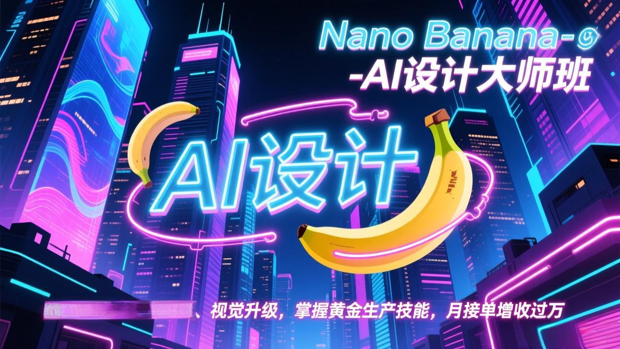 Nano Banana-AI设计大师班，修图合成、广告创作、视觉升级，掌握黄金生产技能，月接单增收过万-云享网创