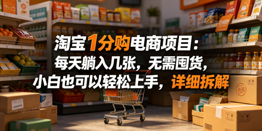 淘宝1分购电商项目：每天躺入几张，无需囤货，小白也可以轻松上手，详细拆解-云享网创