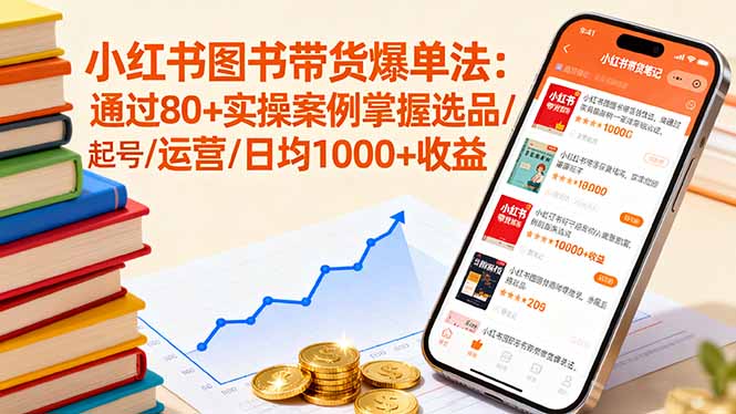 小红书图书带货爆单法：通过80+实操案例掌握选品/起号/运营/日均1000+收益-云享网创