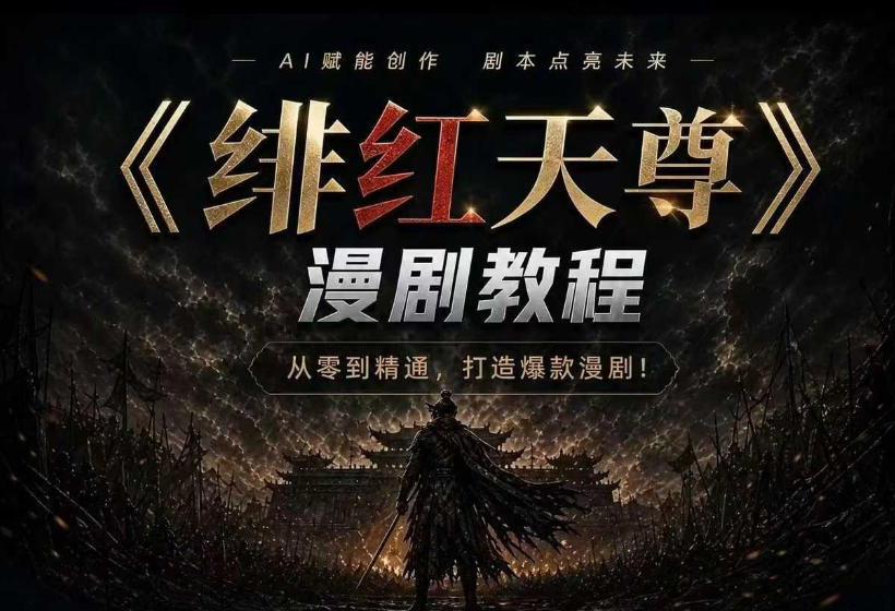 绯红天尊AI漫剧系统教程｜从零入门到精通，工具运用+剧本创作+爆款逻辑+提示词素材+镜头剪辑，全套爆款漫剧落地实战课-云享网创