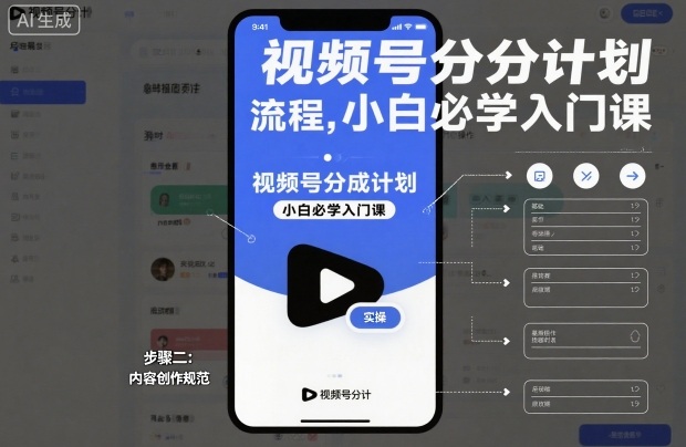 视频号分成计划实操流程，小白必学入门课-云享网创