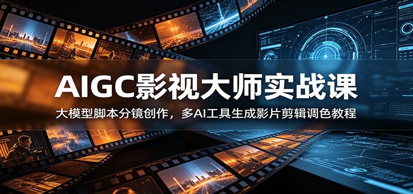 AIGC影视大师实战课：大模型脚本分镜创作，多AI工具生成影片剪辑调色教程-云享网创