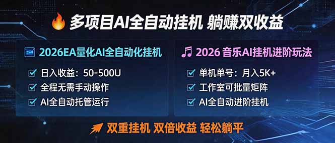 多项目AI自动挂机玩法：双重挂机，双倍收益，轻松躺平-云享网创