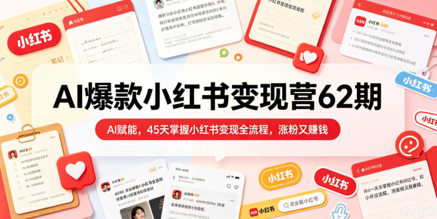 AI爆款小红书变现营62期2026年5月，AI赋能，45天掌握小红书变现全流程，涨粉又賺钱-云享网创