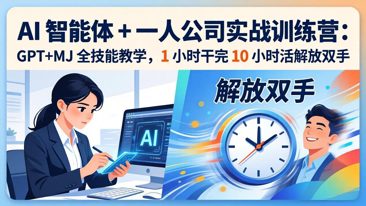 AI 智能体 + 一人公司实战训练营：GPT+MJ 全技能教学，1 小时干完 10 小时活解放双手-云享网创