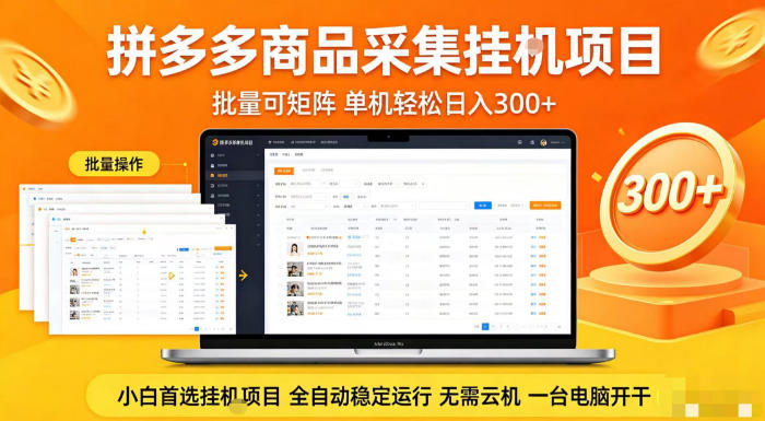 拼多多商品信息全自动采集项目,批量可矩阵,单机轻松日入300+,无需云机一台电脑开干【揭秘】-云享网创