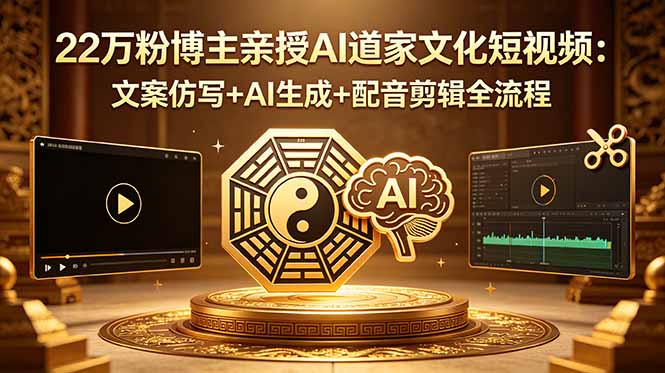 22万粉博主亲授AI道家文化短视频：文案仿写+AI生成+配音剪辑全流程-云享网创