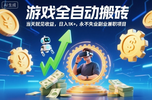 游戏全自动搬砖,当天就见收益,日入1K+,永不失业副业兼职项目【揭秘】-云享网创