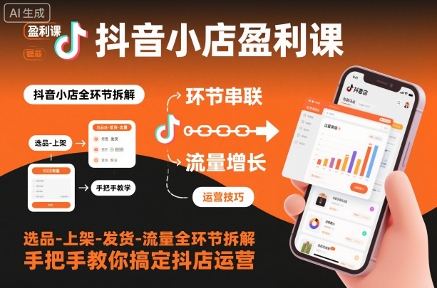 抖音小店盈利课-选品-上架-发货-流量全环节拆解,手把手教你搞定抖店运营-云享网创