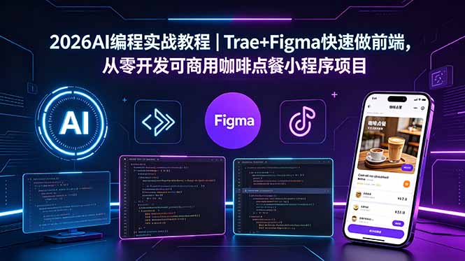 2026AI编程实战教程｜Trae+Figma快速做前端，从零开发可商用咖啡点餐小程序项目-云享网创