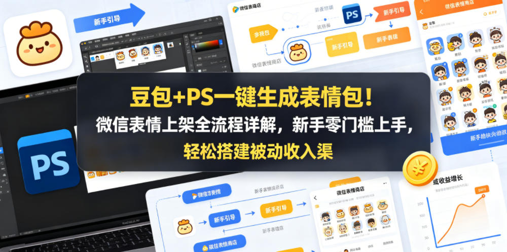 豆包+PS一键生成表情包！微信表情上架全流程详解，新手零门槛上手，轻松搭建被动收入渠道-云享网创