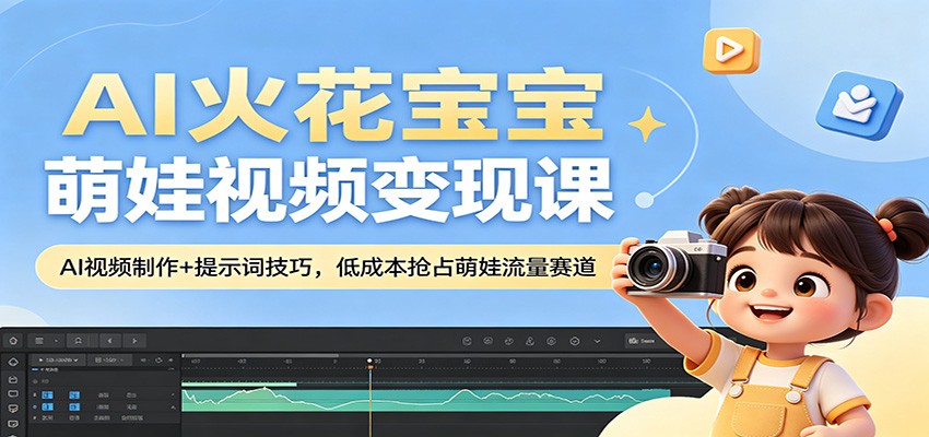 AI火花宝宝萌娃视频变现课:AI视频制作+提示词技巧,低成本抢占萌娃流量赛道-云享网创