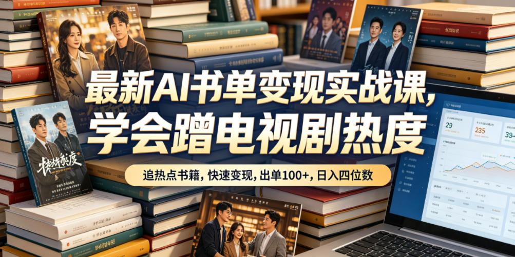 最新AI书单变现实战课，学会蹭电视剧热度，追热点书籍，快速变现，出单100+，日入四位数-云享网创