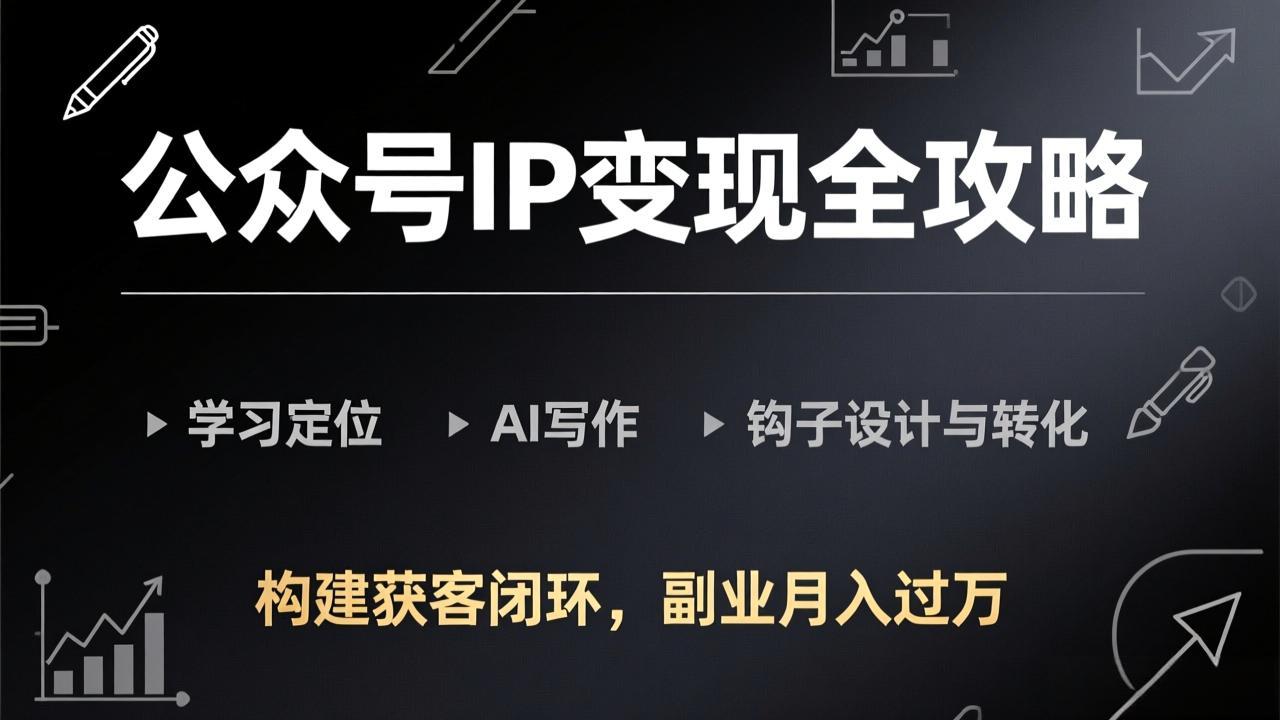 公众号IP变现全攻略-更新，学习定位、AI写作、钩子设计与转化，构建获客闭环，副业月入过万-云享网创