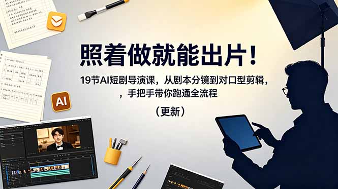 照着做就能出片！19节AI短剧导演课，从剧本分镜到对口型剪辑，手把手带你跑通全流程(更新-云享网创