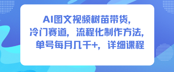 AI图文视频树苗带货,冷门赛道,流程化制作方法,单号每月几K,详细课程-云享网创