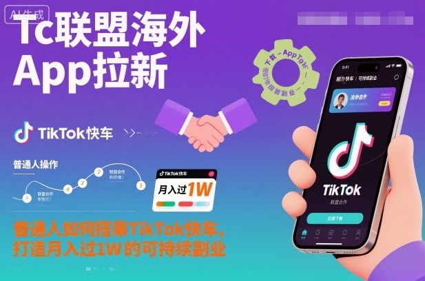 Tc联盟海外App拉新:普通人如何搭乘TikTok快车,打造月入过1W的可持续副业-云享网创