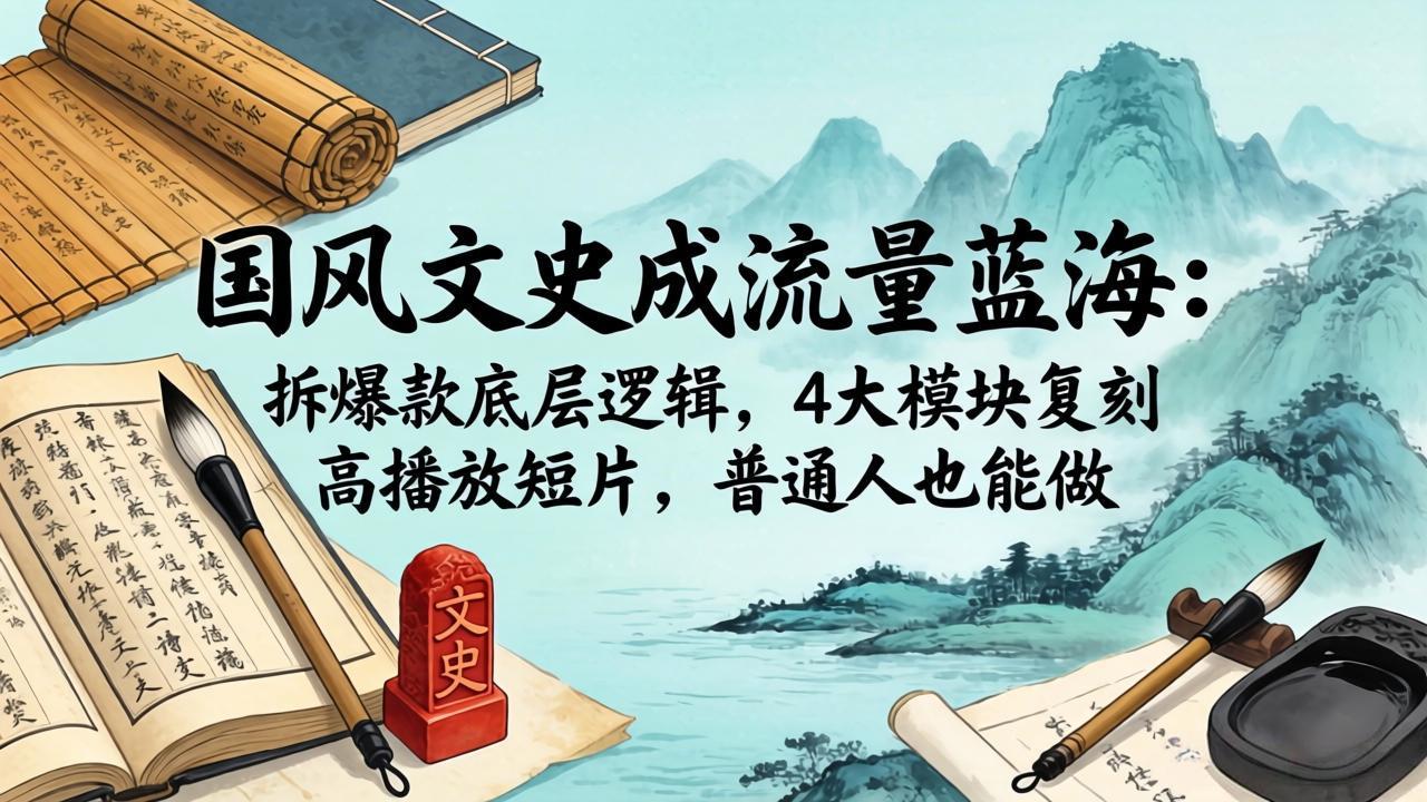 国风文史成流量蓝海：拆爆款底层逻辑，4大模块复刻高播放短片，普通人也能做-云享网创