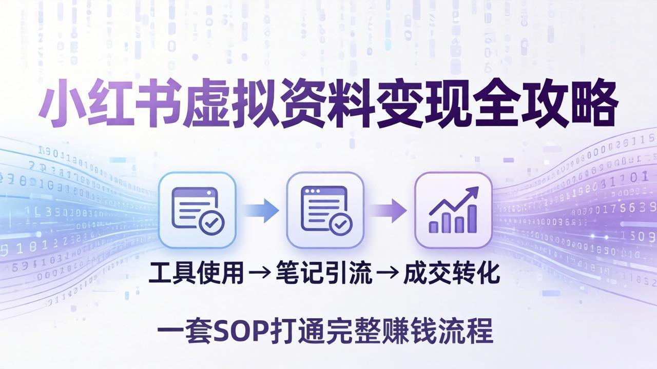 小红书虚拟资料变现全攻略：从工具使用到笔记引流成交，一套 SOP 打通完整赚钱流程-云享网创