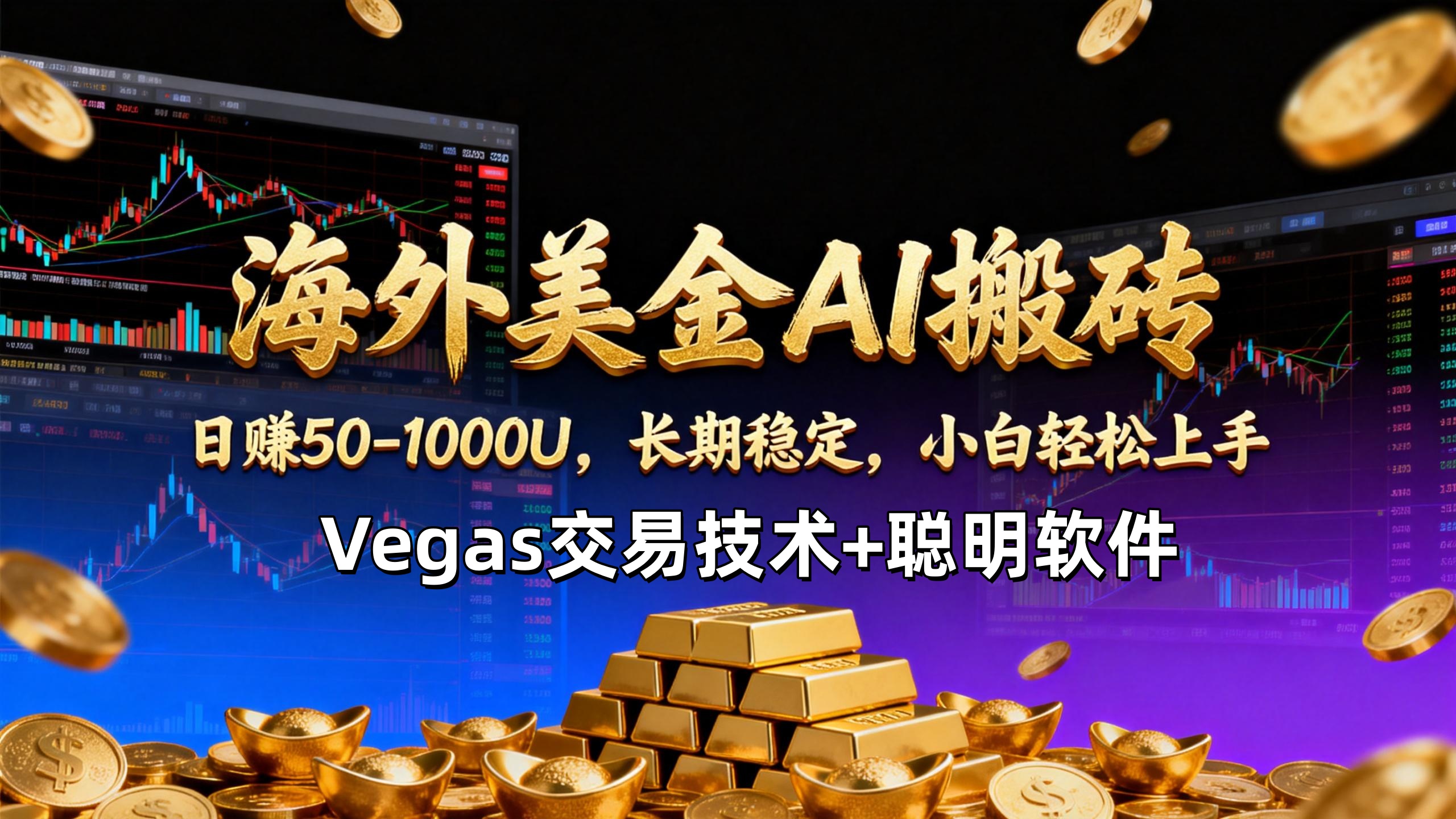 【海外美金AI搬砖】Vegas交易技术+聪明软件，日赚50-1000U，长期稳定，小白轻松上手。-云享网创